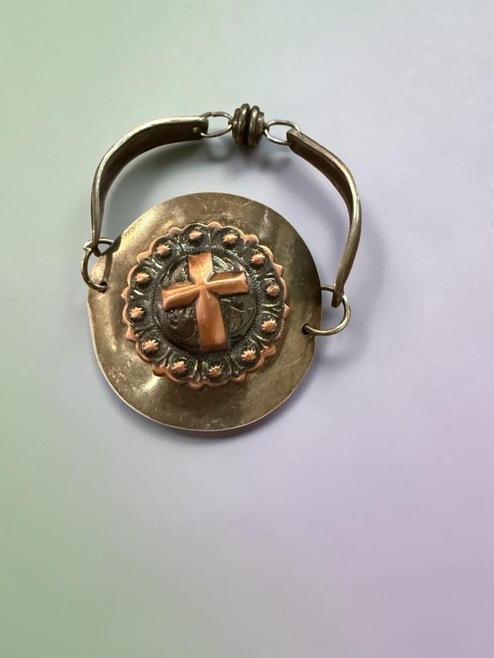 Vintage Handmade Copper Cross Concho Bracelet Southwestern Magnetic 8.25"